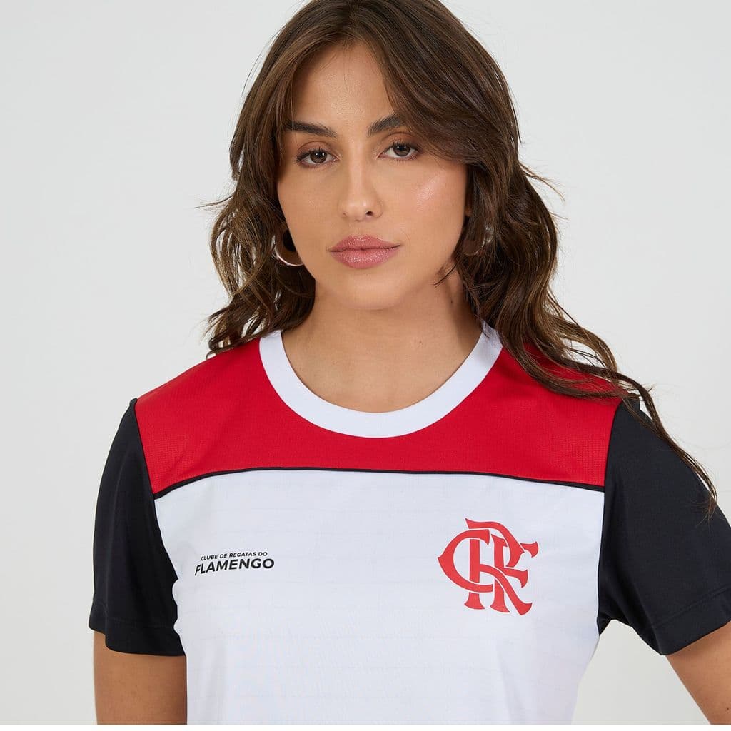 Camiseta Flamengo Feminina Licenciada Braziline Branca Vermelha Preta Camisa de Time Torcedora Casual Mengão Premium
