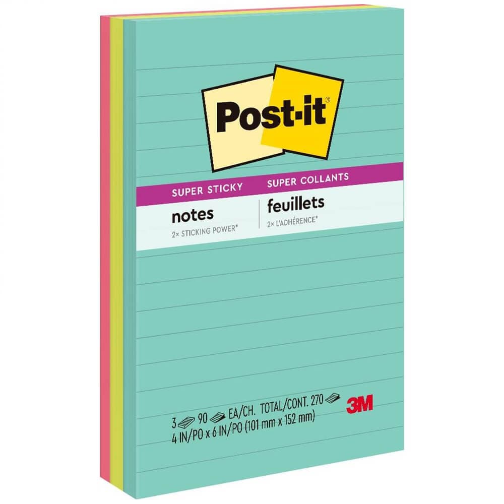 Bloco de Notas Super Adesivas Post-it Pautado Colecao Supernova 101mm x 152mm com 270 Folhas - 3M