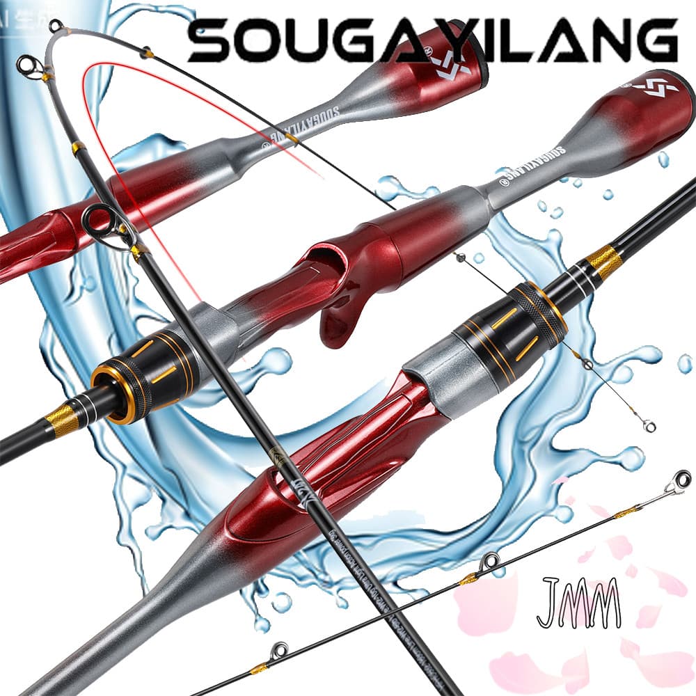 Sougayilang Vara De Pesca De Fibra De Carbono , 2 Seções , Giratória/Fundição Para Ao Ar Livre , Arrasto Máximo 6LB