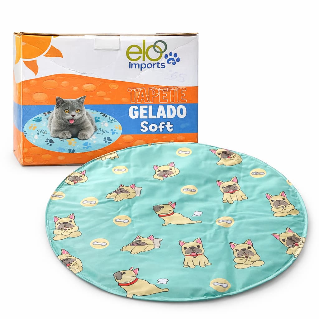 Tapete Gelado Colchonete Cama Cachorro Gato Pet Animal Refrescante Resistente Redondo 47CM