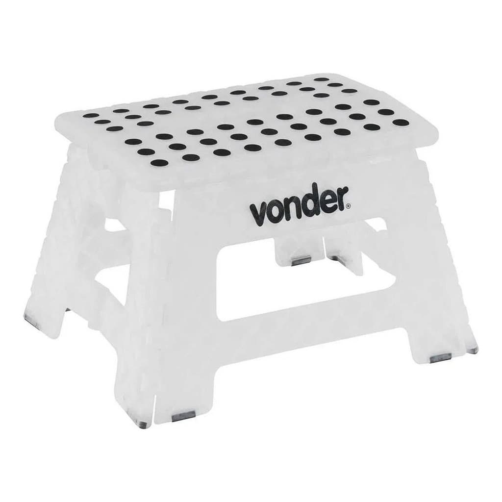 Banqueta Plástica Multiuso dobrável 22cm capacidade 150kg Vonder Branco