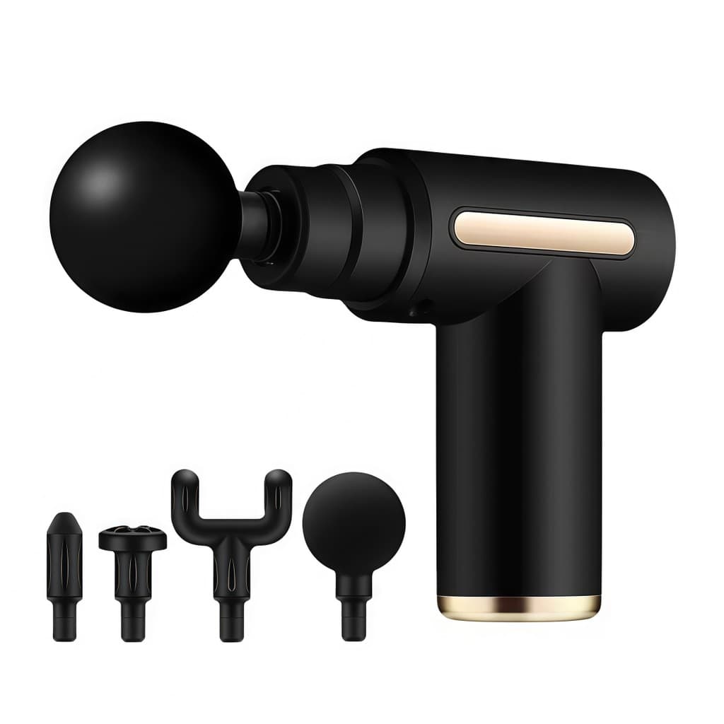 Massageador Muscular Elétrico Portátil USB Recarregável com 4 Ponteiras Relaxamento Profundo