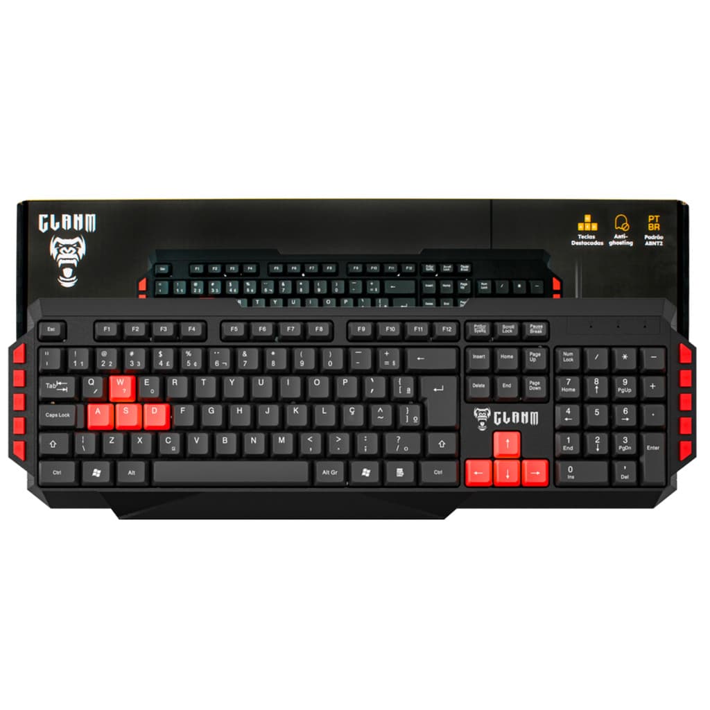 Teclado Gamer Membrana STYGER ABNT2 Layout 117 Teclas Clanm