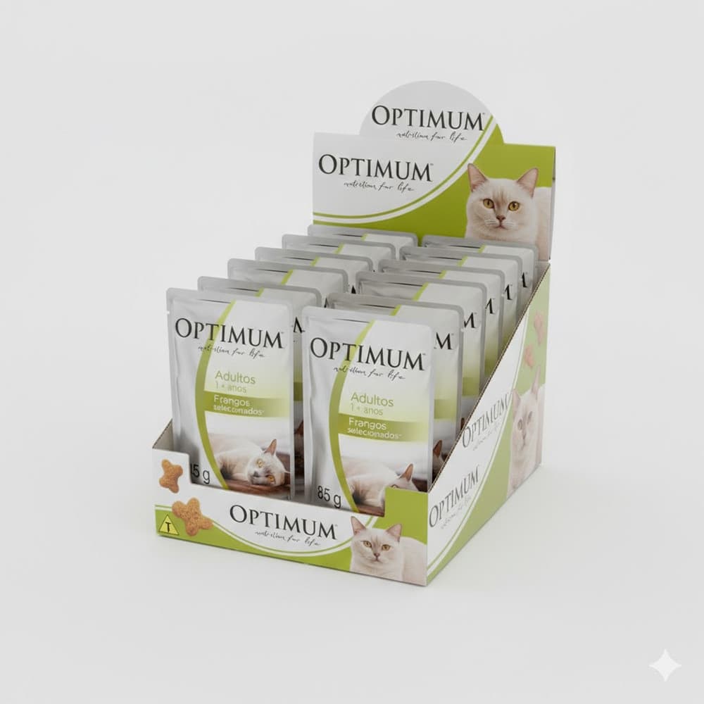 Kit Ração Úmida Optimum Sachê para Gatos Adultos Frango 40 Unidades