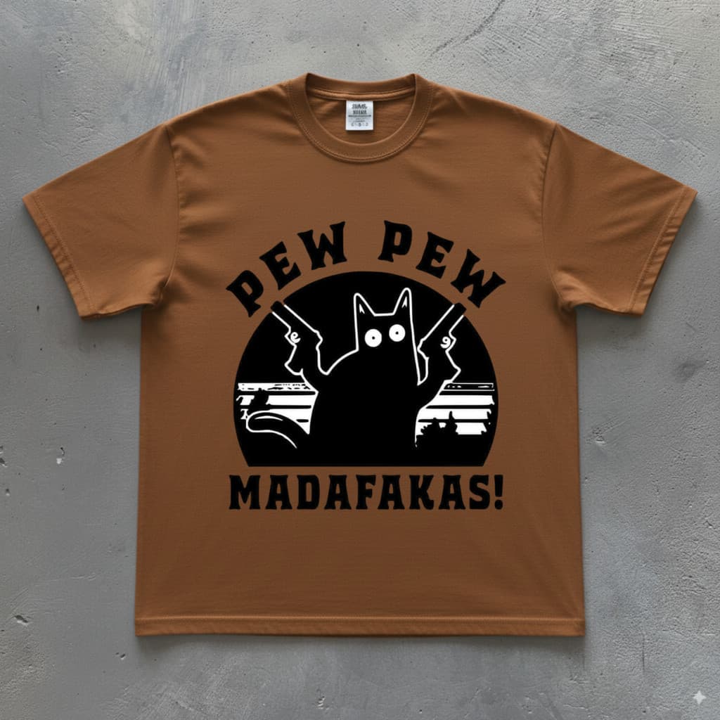 Camiseta Gato Pew Pew  Divertido  Regular  e Plus size