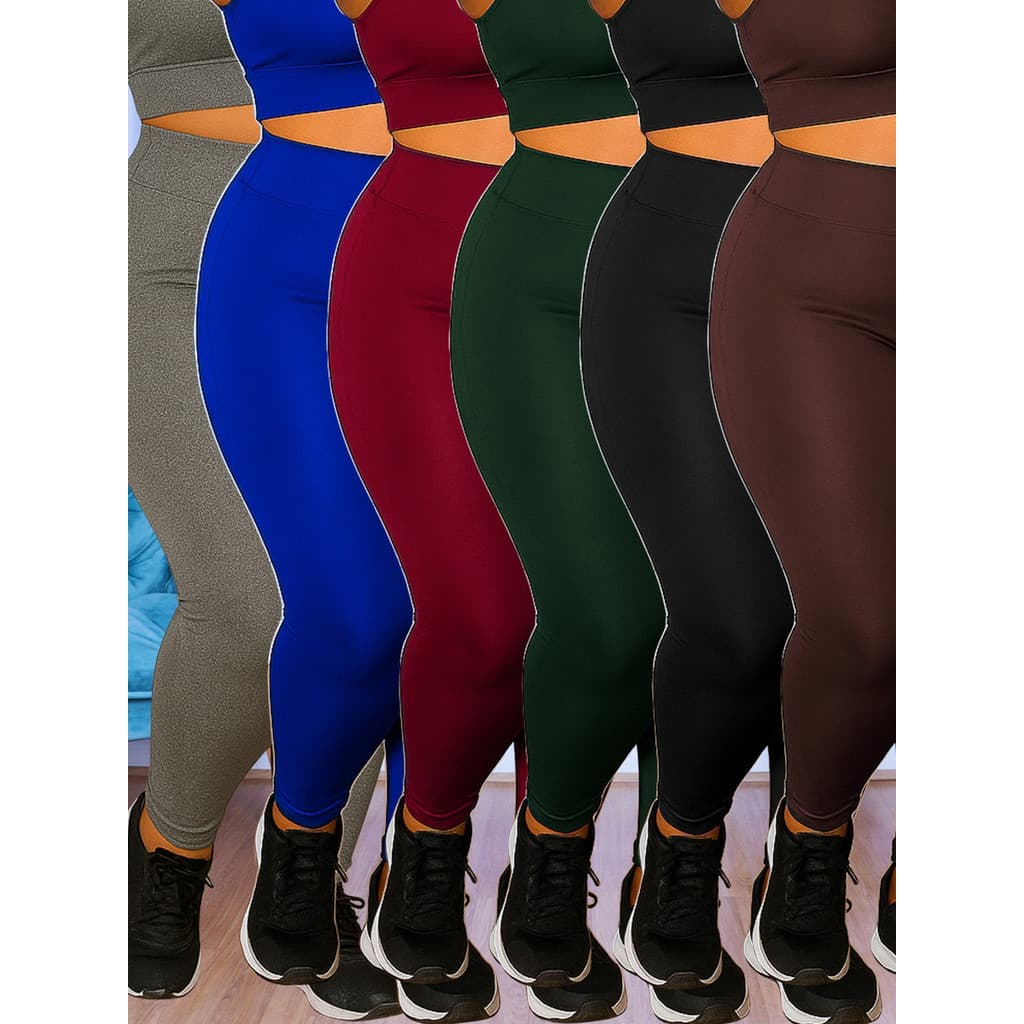 Kit 5 Calça Legging Leg Suplex Plus Size G1 G2 G3 G4 Fitnes Academia