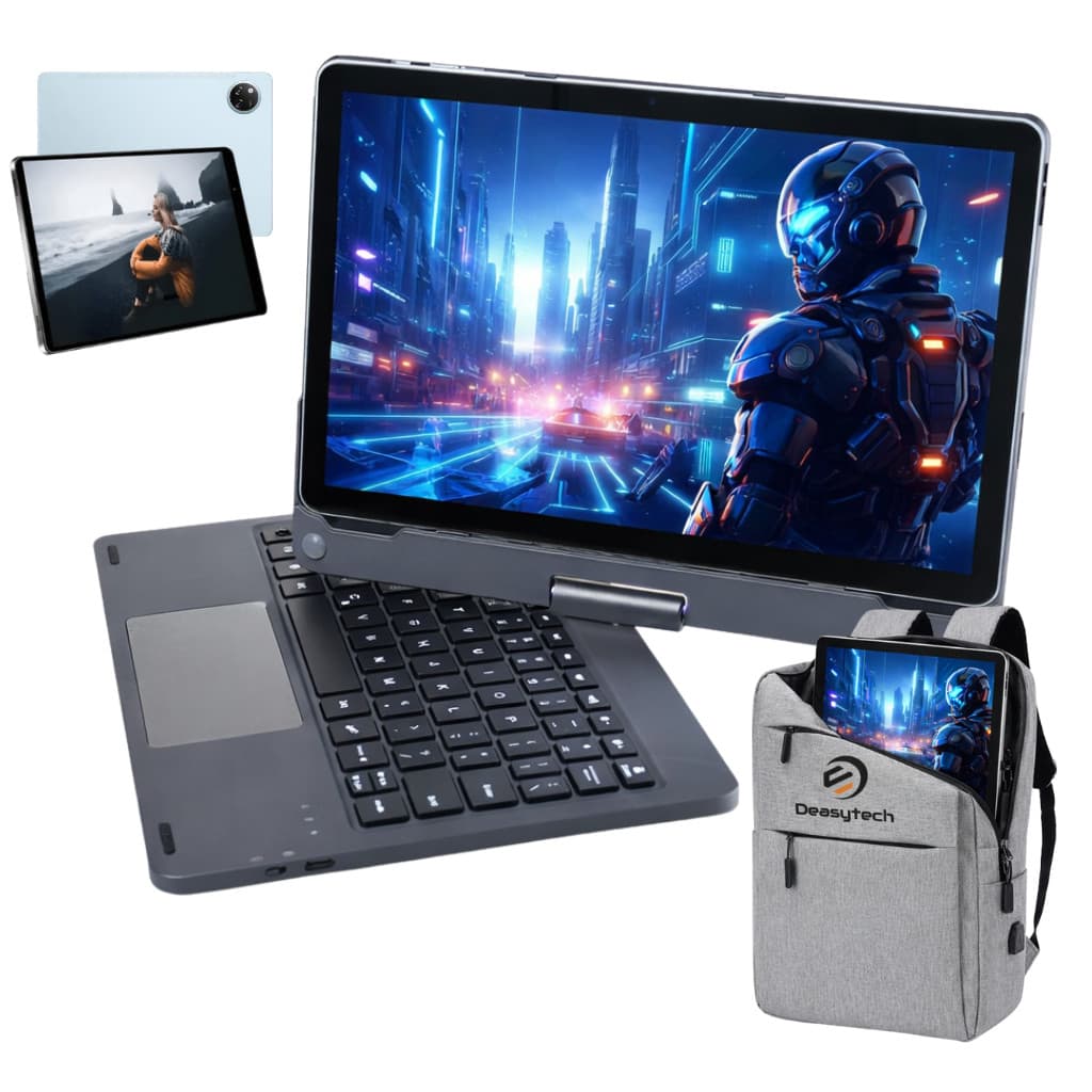 Tablet E19 Android 256gb Memória 12gb Ram 11' Polegadas Capa Giratória Cor Azul + Teclado e Mochila Cor Variada
