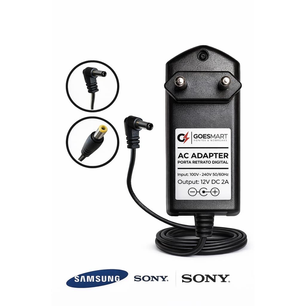 Fonte 12V 2A Bivolt Para Porta Retrato Samsung 4.8x1.7mm
