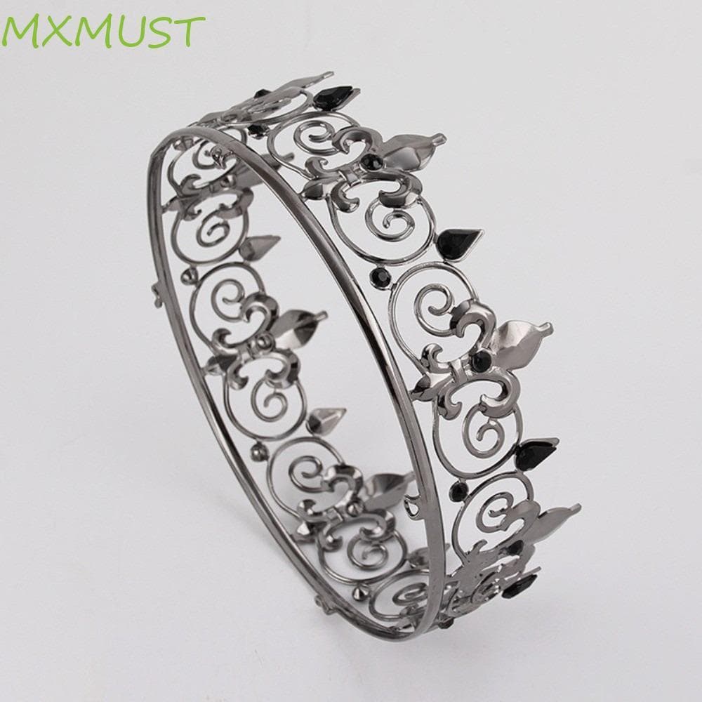 MXMUST Coroas De Príncipe De Metal , Barra De Argola De Cabelo Mitzvah Crown King , Tiara De Liga Redonda