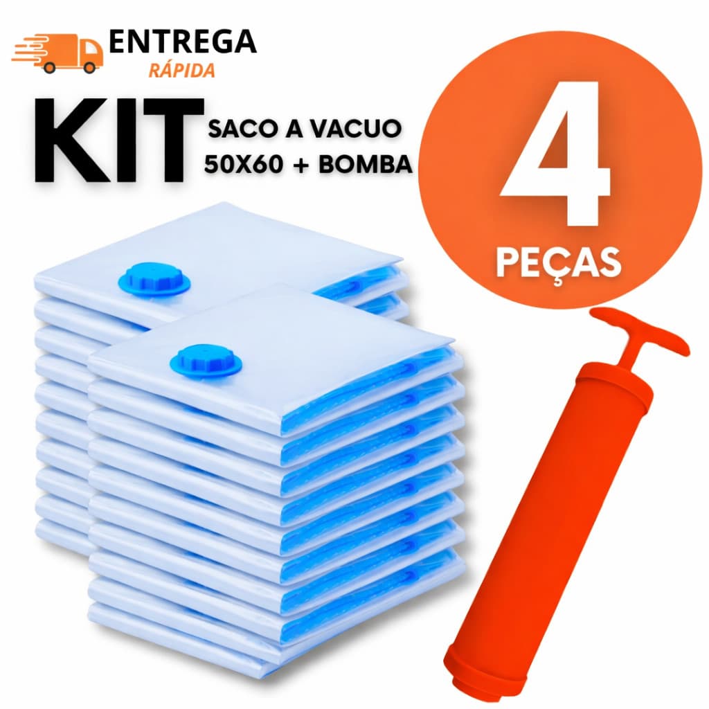 Saco A Vácuo 50x60 Com Bomba Manual Organizador Grande Compactador De Roupas Mala Viagem Guarda Roupa