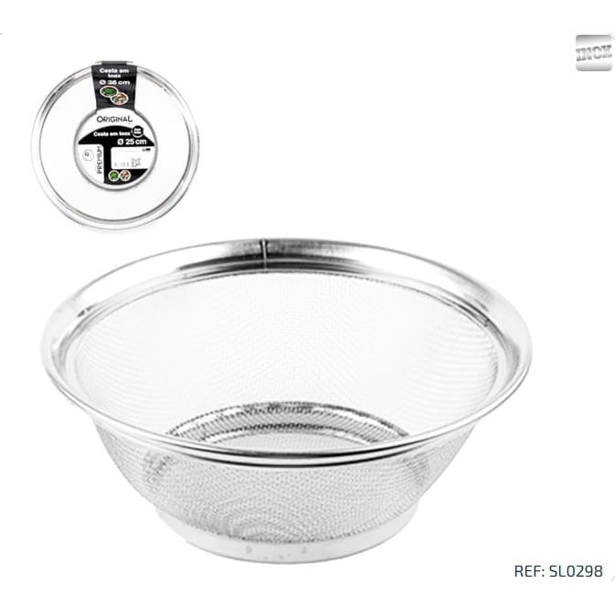 Cesta escorredor inox multiuso para alimentos premium 25cm
