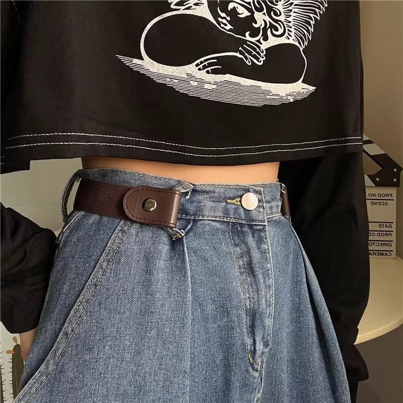 Cinto preguiçoso feminino Jeans elástico cintura estreita ferramenta útil cinto invisível cintura grande mudança pequena