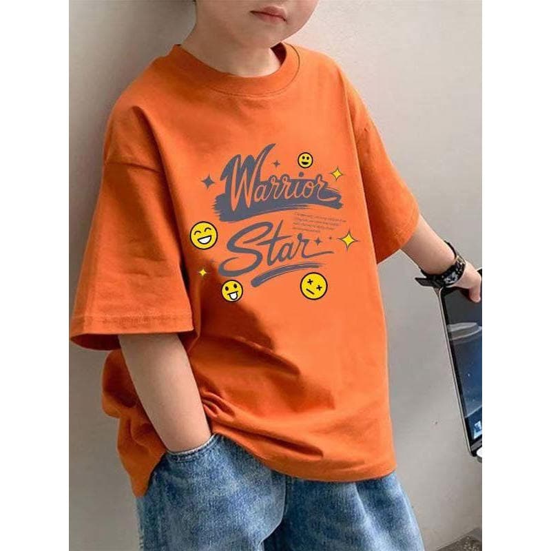 Meninos verão camiseta de manga curta 2025 novo estilo grandes roupas infantis verão puro algodão topo meninos estilo ve