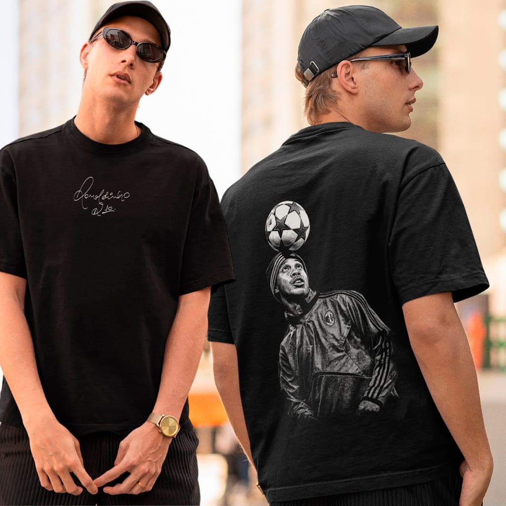 Camiseta Masculina Ronaldinho Bola Personalizada Lendária Algodão Futebol Premium Camisa Unissex