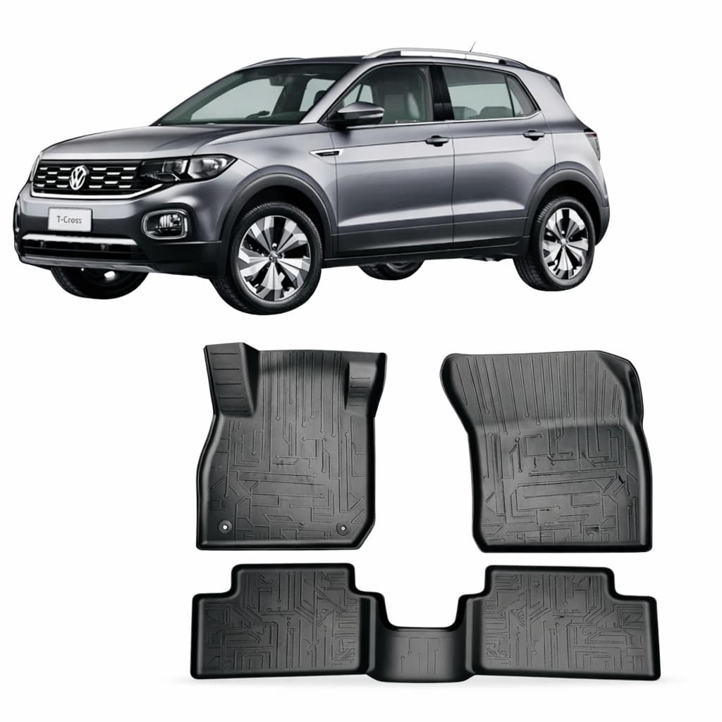 Tapete Bordas Elevadas Bandeja Compativel T-Cross 2019 5peças