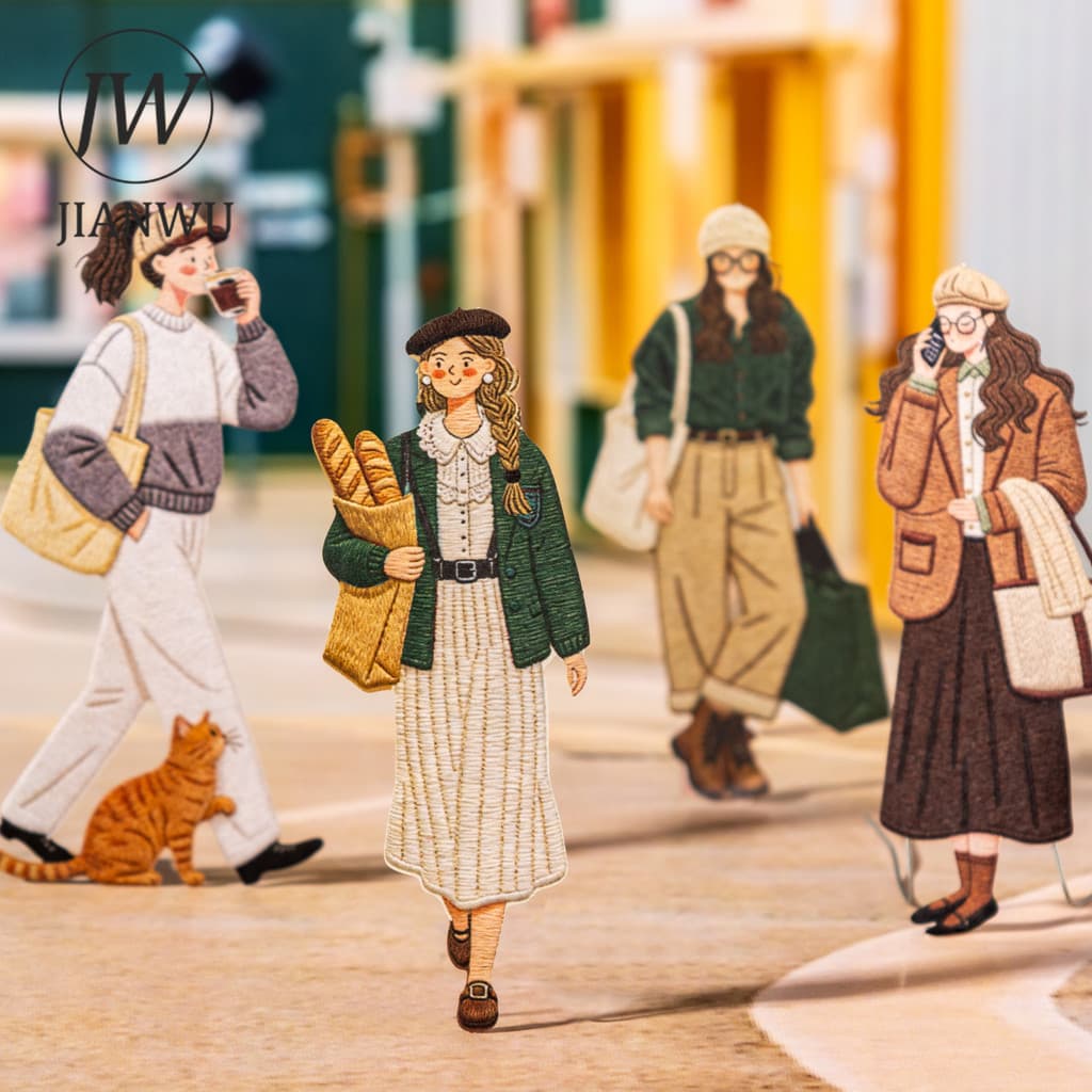 JIANWU Seu Pequeno Mundo Série Vintage Menina Personagem Paisagem Material Colagem Adesivo Criativo DIY Diário Papelaria