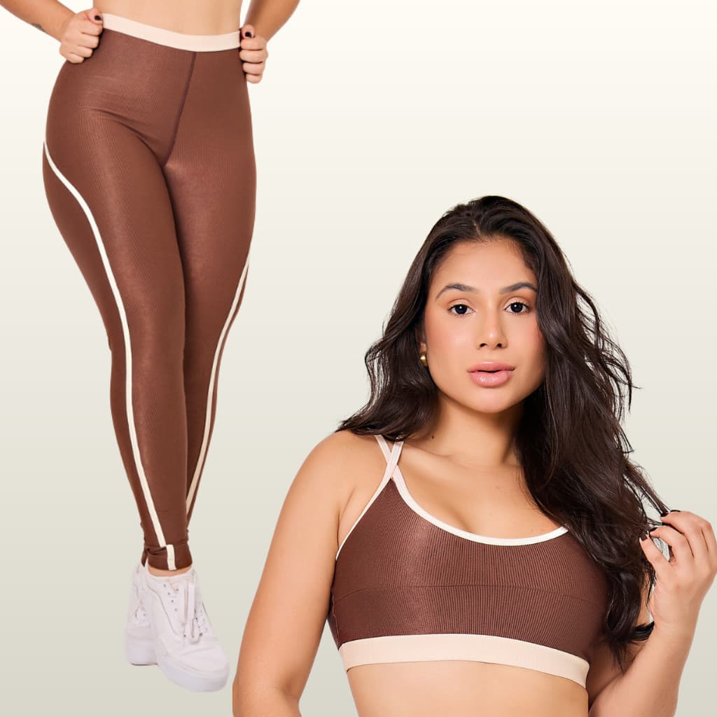Conjunto feminino fitness academia corrida treino top e calça sophia