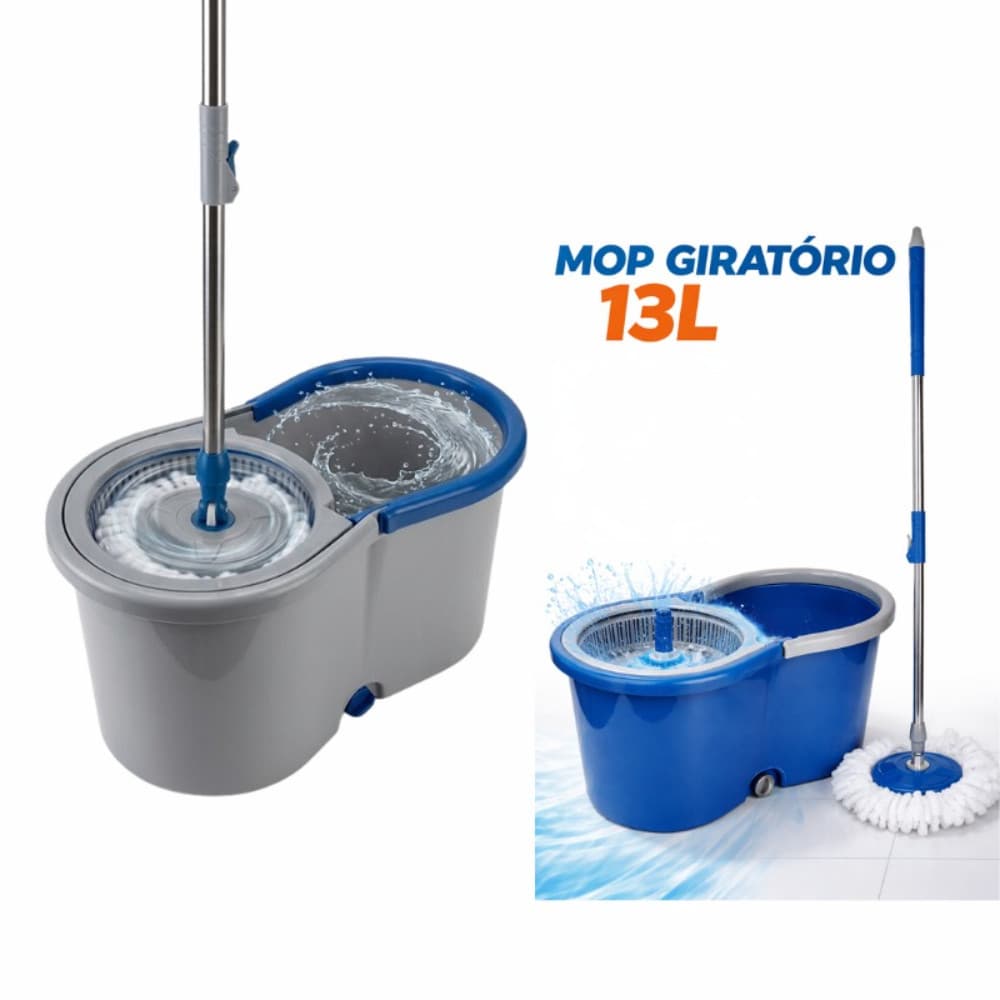 Mope Giratório Balde 13 Litros Com Alça Limpeza Prática Resistente Sortido