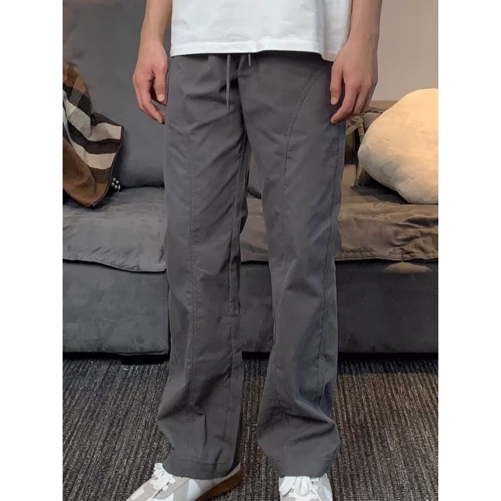 Calças casuais americanas básicas corte Diagonal Micro-corte macacão masculino venda quente solto em linha reta alto mai