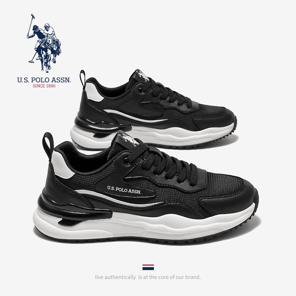 USPA americano Polo Association sapatos masculinos genuínos 2025 novo estilo outono voando tecido respirável sapatos esp