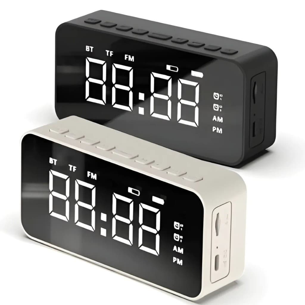 Caixa De Som Bluetooth Rádio Relógio Despertador Espelho Fm - CS-MT6BT-s