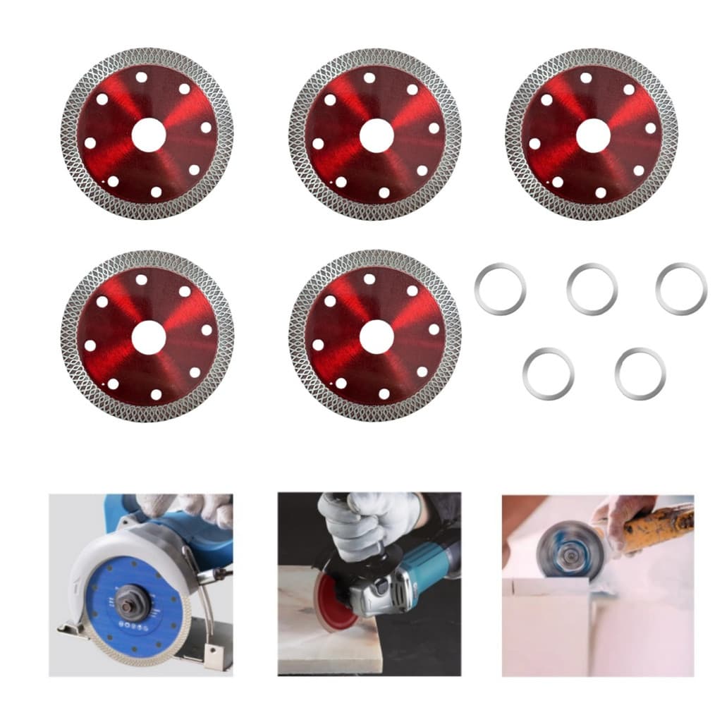 Pacote de 5 peças de malha de Flange vermelha diâmetro de corte de telha ondulada 115 mm, abertura 22 mm, espessura