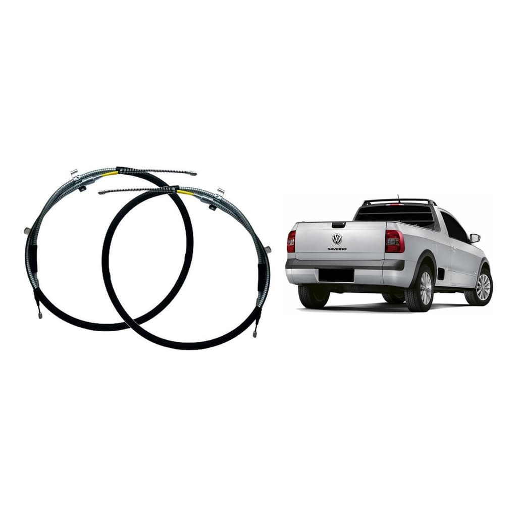 Cabos Freio Roda Traseira Vw Saveiro G5 1.6 2009 10 11 12 13 14 15 16 17 2018 - tambor GV