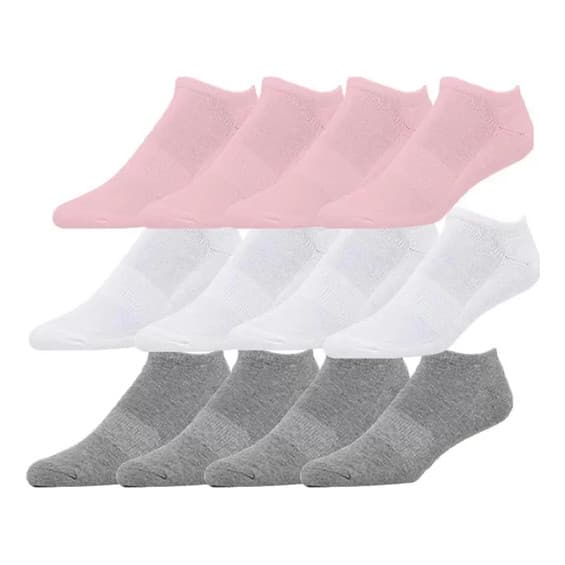 Kit com 12 Meias Invisível Soquete Unissex Confortável Algodão Respirável Discreta Para Tênis e Sapatos