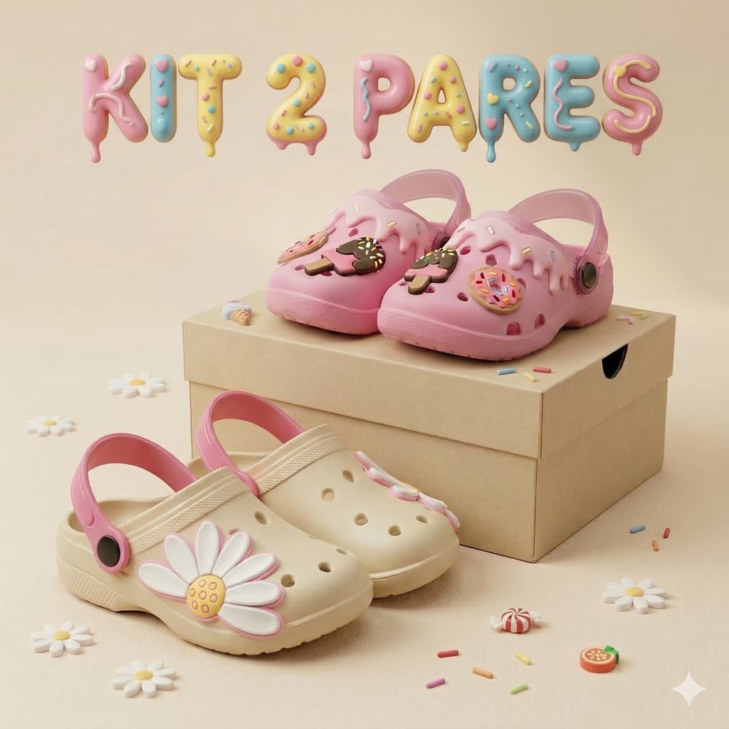 Kit 2 Sandálias Infantil Meninas Leves Confortável Delicada Antiderrapante Papetes