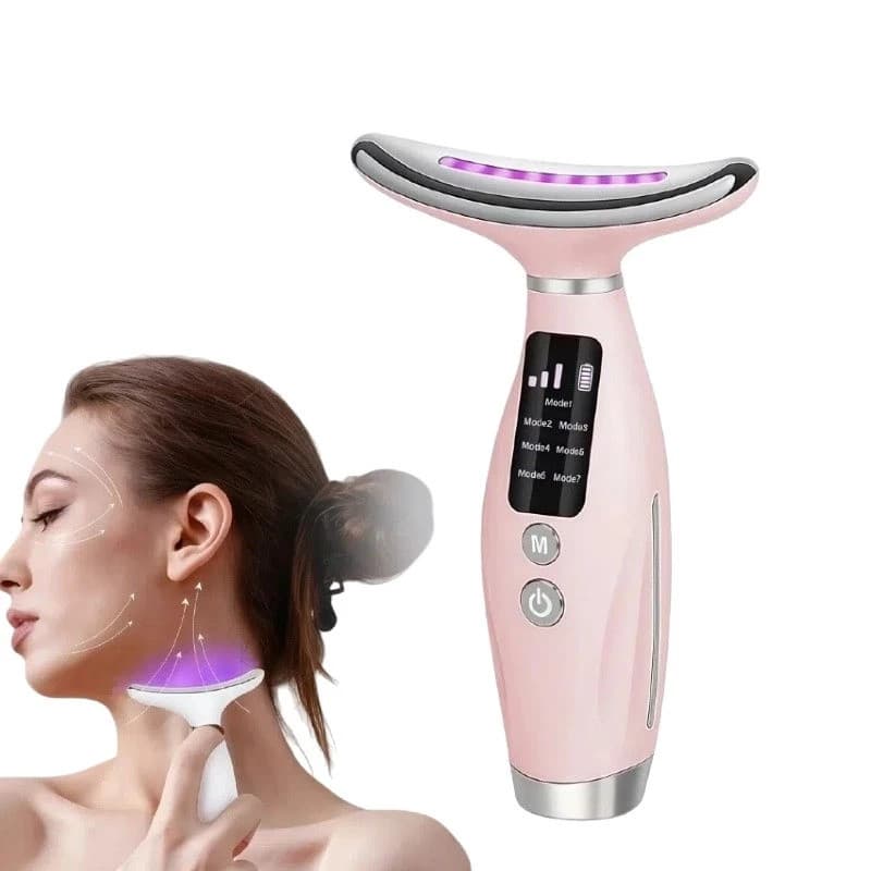 Massageador De Pele Firmeza Pescoço Led de 7 Modos Massageador Portátil Beleza para Rosto e Pescoço