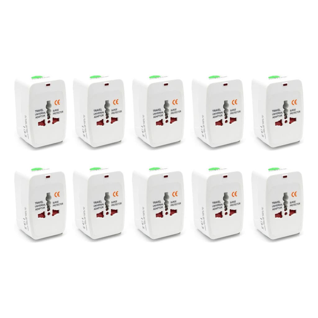 Kit 10 Adaptadores de Tomada Universal Internacional Bivolt Viagem