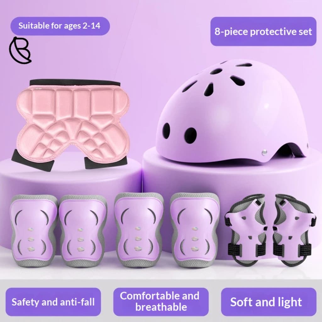 Kit Proteção Infantil 2-15 Anos | Capacete Joelheira Cotoveleira Protetor Quadril Skate Patins Bike