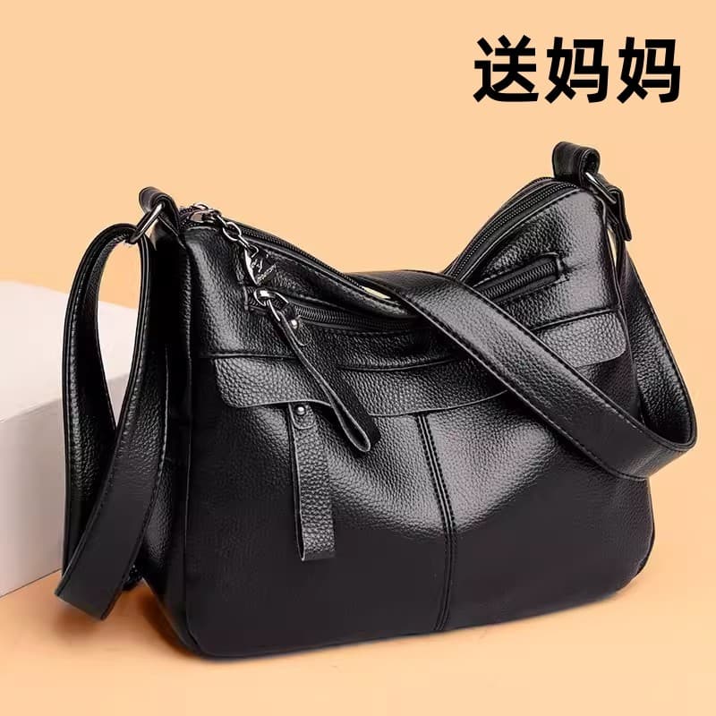 Bolsa feminina de couro genuíno 2024 novo estilo bolsa mãe de meia-idade couro macio grande capacidade couro idosos viag