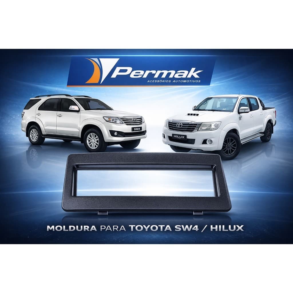 Contra Frente Moldura 1 Din Permak 89/Z1 Toyota Hilux SW4 1989+ Preto ABS - 0540