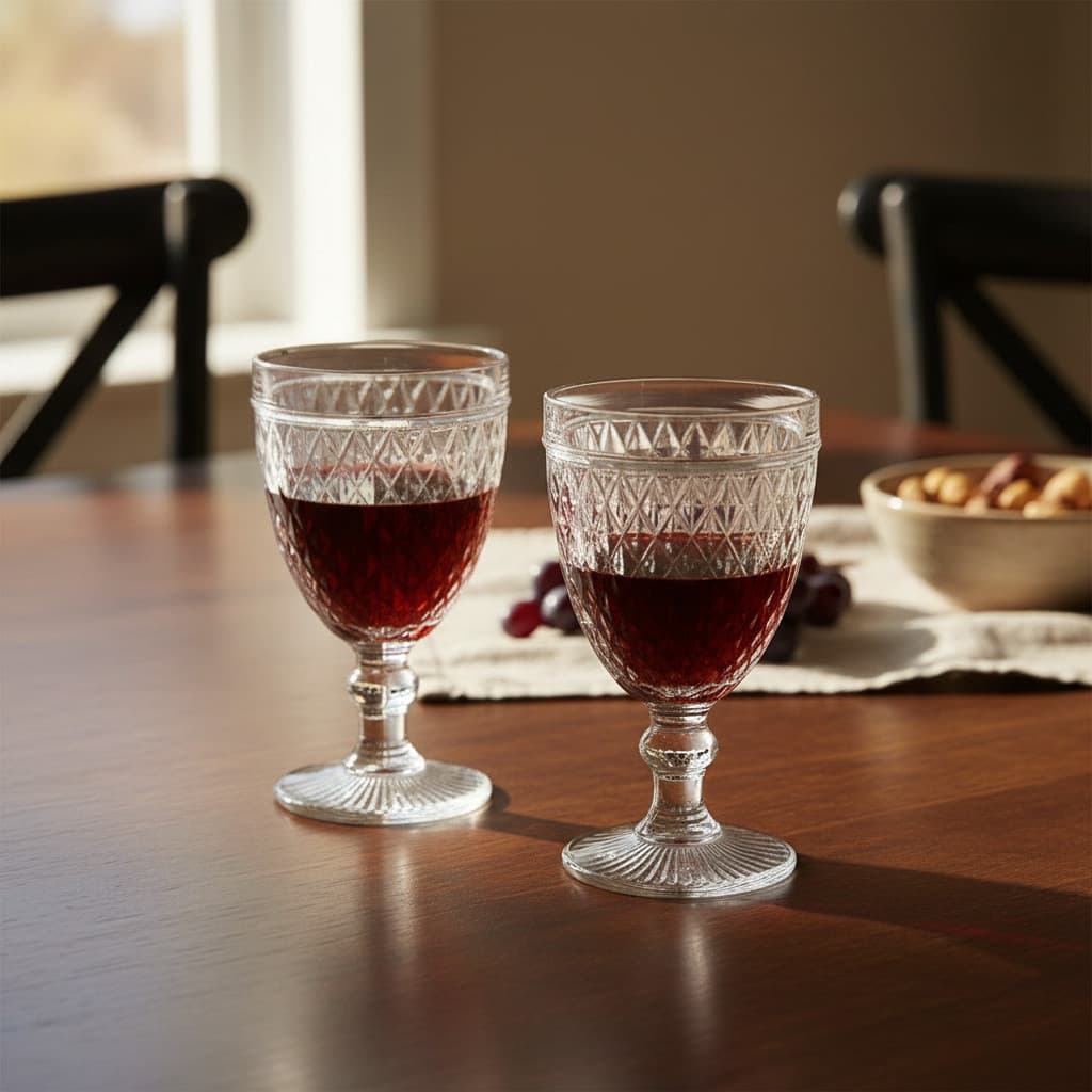 Jogo 2 Taças Bico de Abacaxi Lapidação Portuguesa Cristal Vidro Luxo Mesa Posta Sofisticada Premium Elegante Decorativa