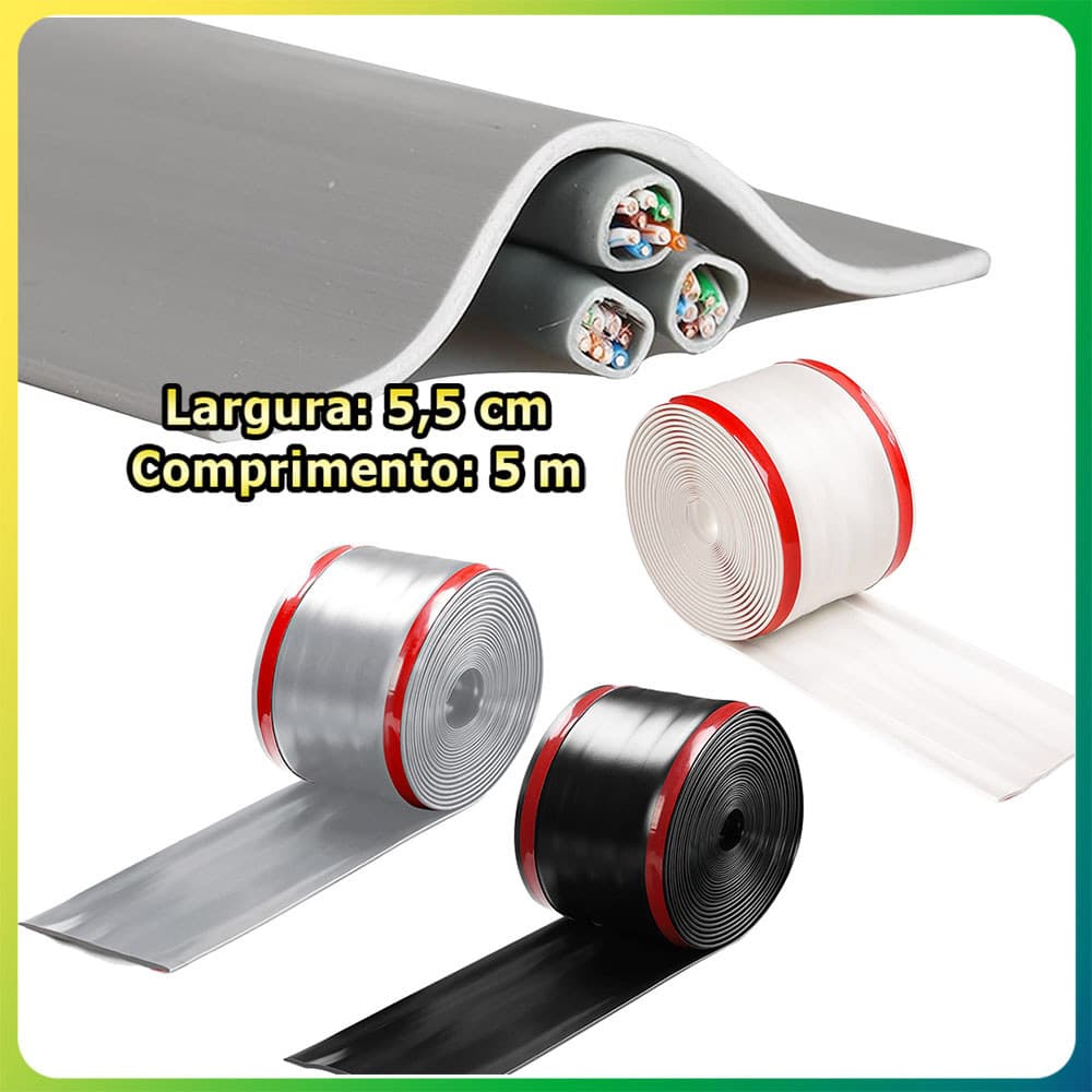 5,5cm 5m Tampas para cabos no piso protetores de cabos autoadesivos organizadores e ocultadores de cabos