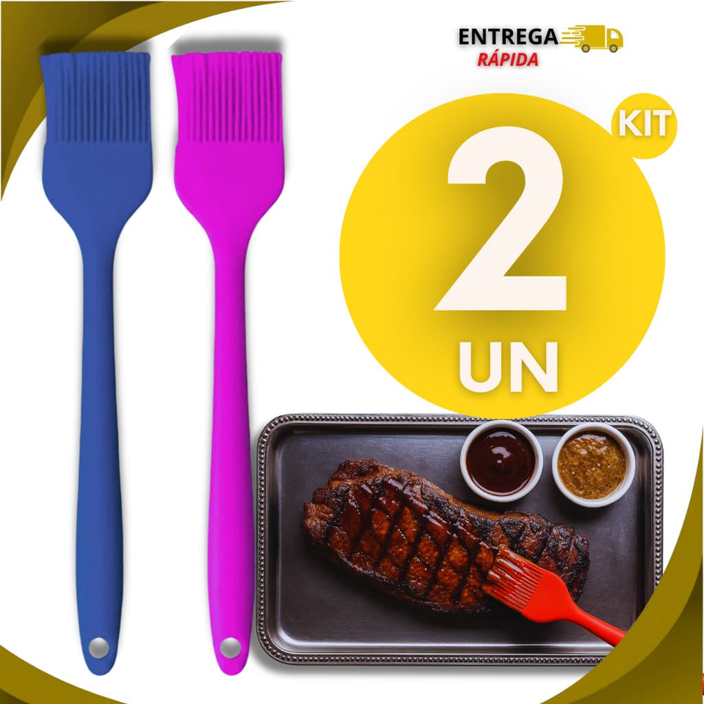 Kit 02 Pincel De Silicone Culinário Resistente ao Calor Para Cozinha Ideal Para Untar Grelhar Flexível