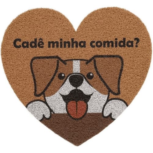 Tapete Capacho Vinil Porta De Entrada Pet CoraÇÃo Heart 55cm X 60cm - Kapazi