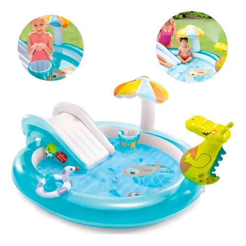 Intex 57165 Piscina Inflável Infantil 160l Com Escorregador Azul-celeste