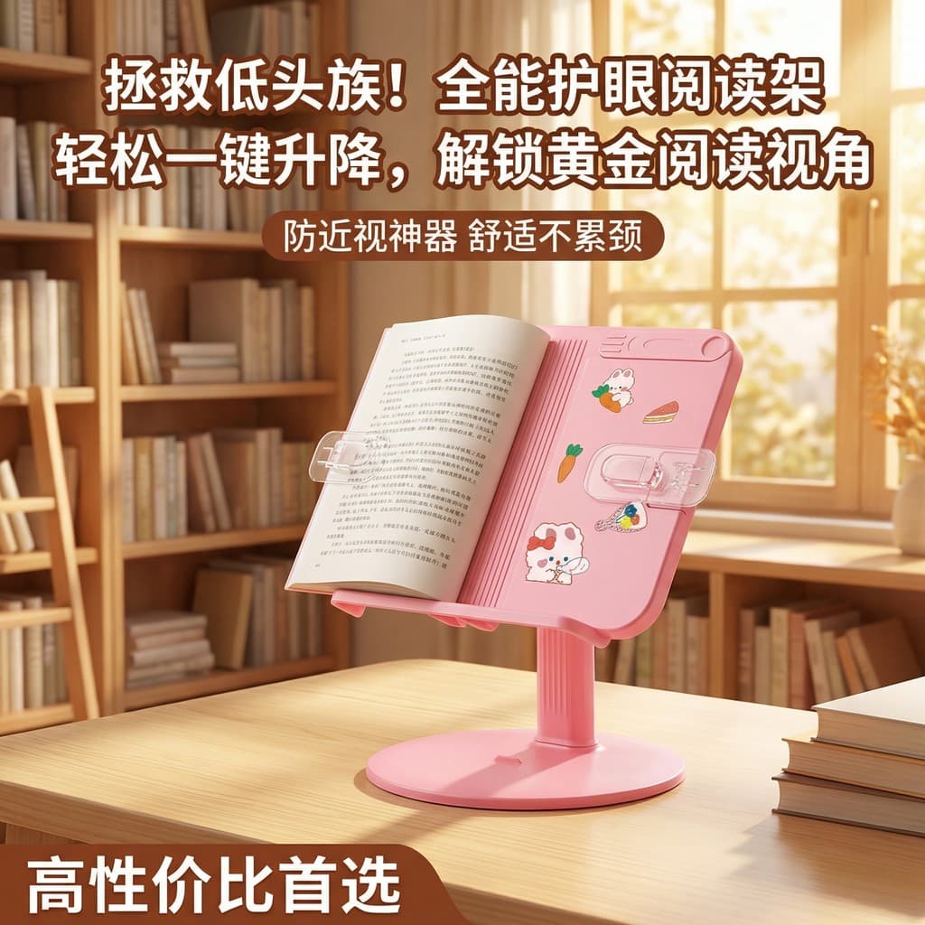 Rack de leitura infantil elevável Rack de leitura multifuncional Estante de leitura ajustável Armazenamento de mesa Orga