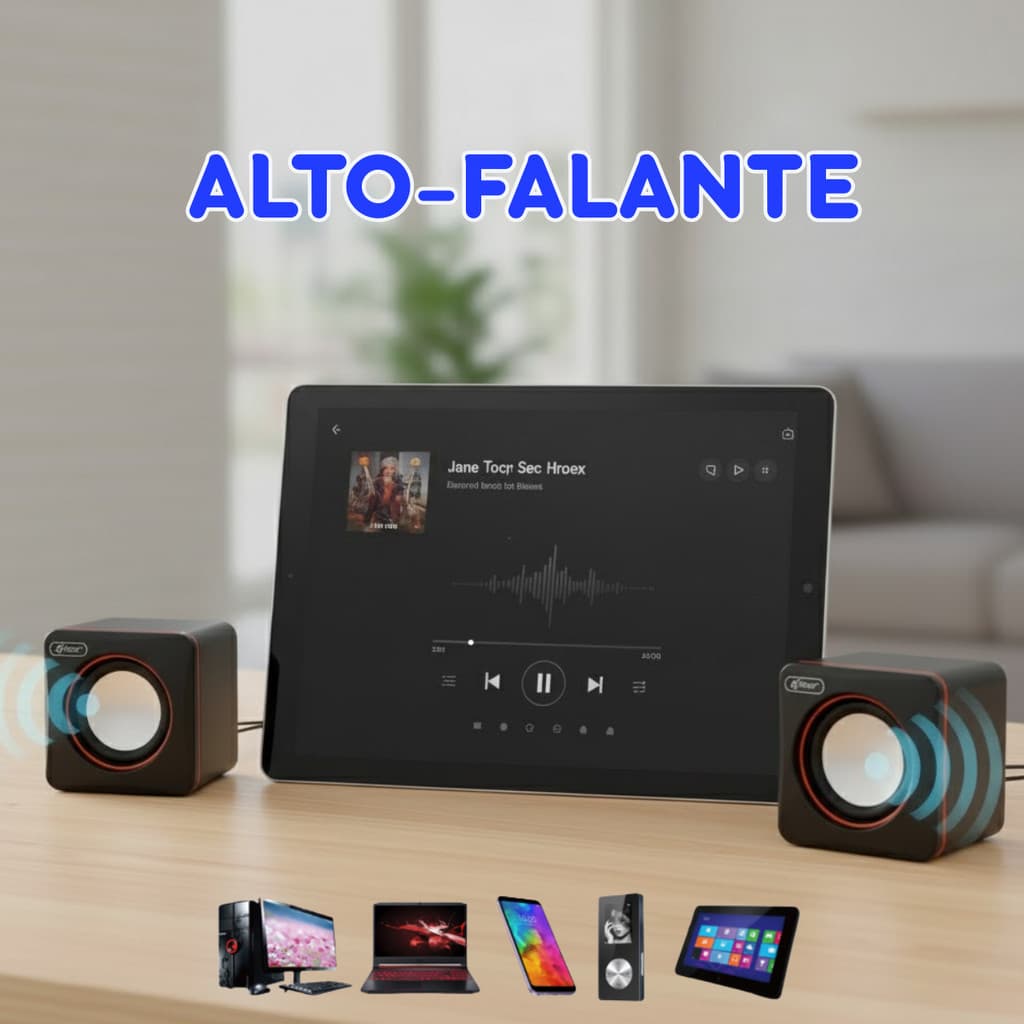 Caixa de Som USB 2.0 Lehmox com Som Estéreo Potente para PC, Notebook, Celular e Tablet