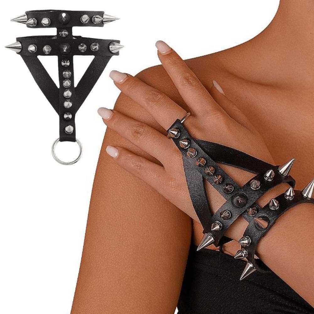 Pulseiras De Couro Gótico PU Pulseira Para Homens Mulheres Rebites Spikes Punk Moda Bracelete Anel