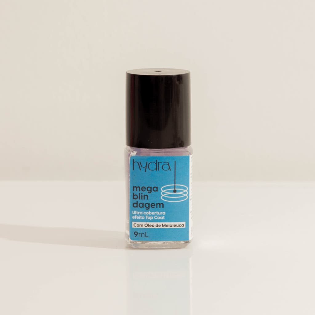 Mega Blindagem Base Top Coat de Ultra Cobertura 09mL Hydra Cosméticos tratamento para unhas