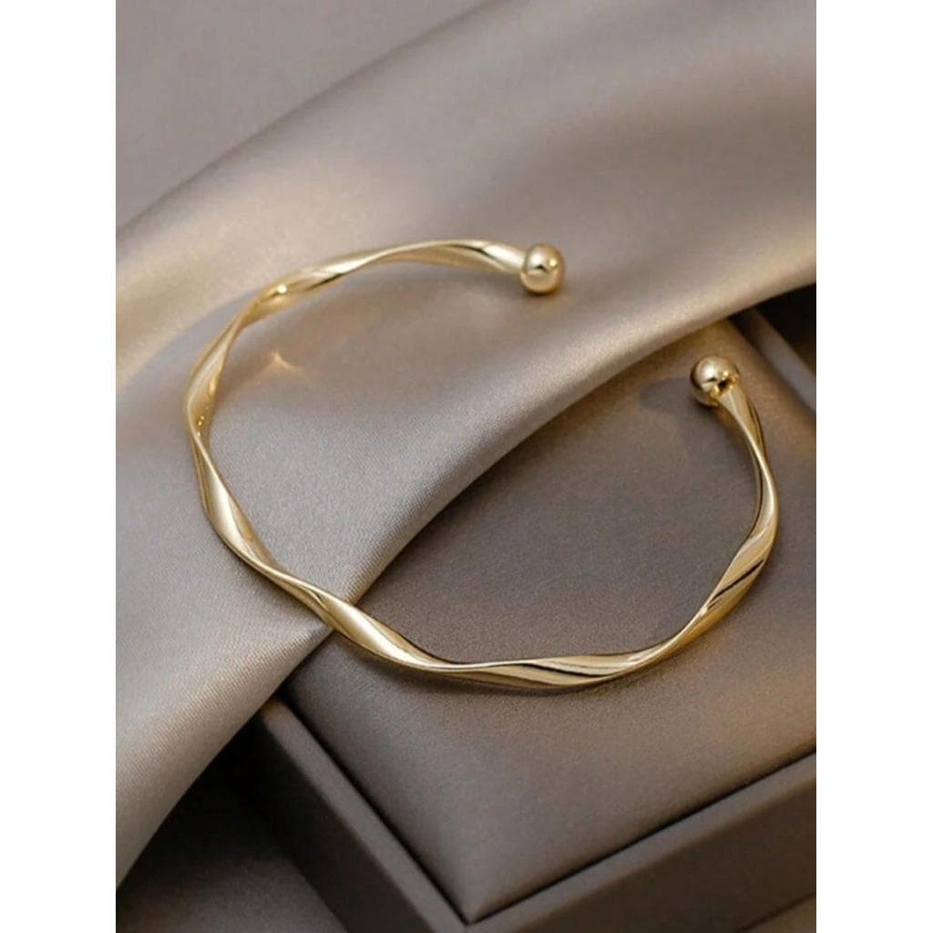 1 Peça Pulseira Minimalista Chique De Cor Dourada Texturizada, Design Elegante, Fresco E Simples Na Moda Para Mulheres