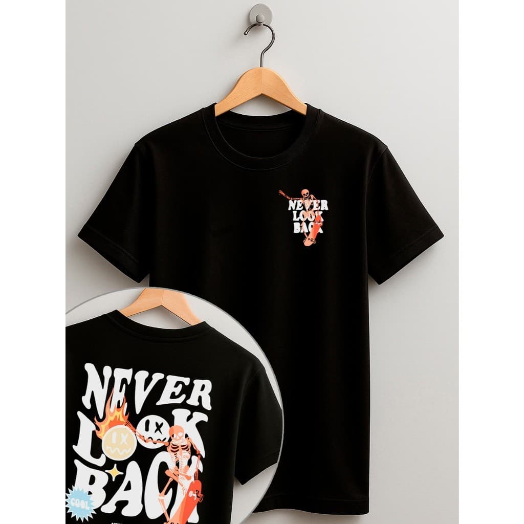 Camiseta Algodão Juvenil e Infantil Unissex Nunca olhe para trás Menino Menina Streetwear envio rapido
