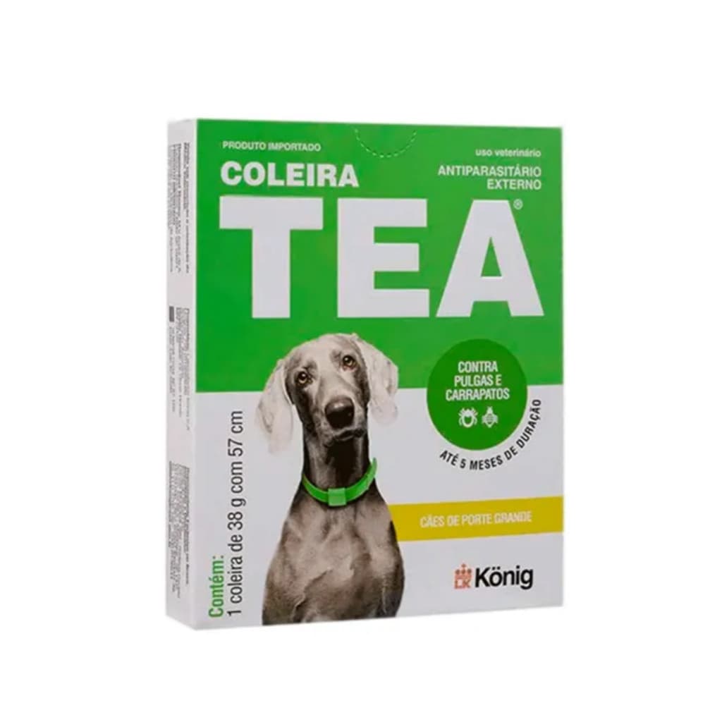 Coleira Antiparasitária Antipulgas TEA para Cães Gatos Porte Grande 57cm Carrapatos