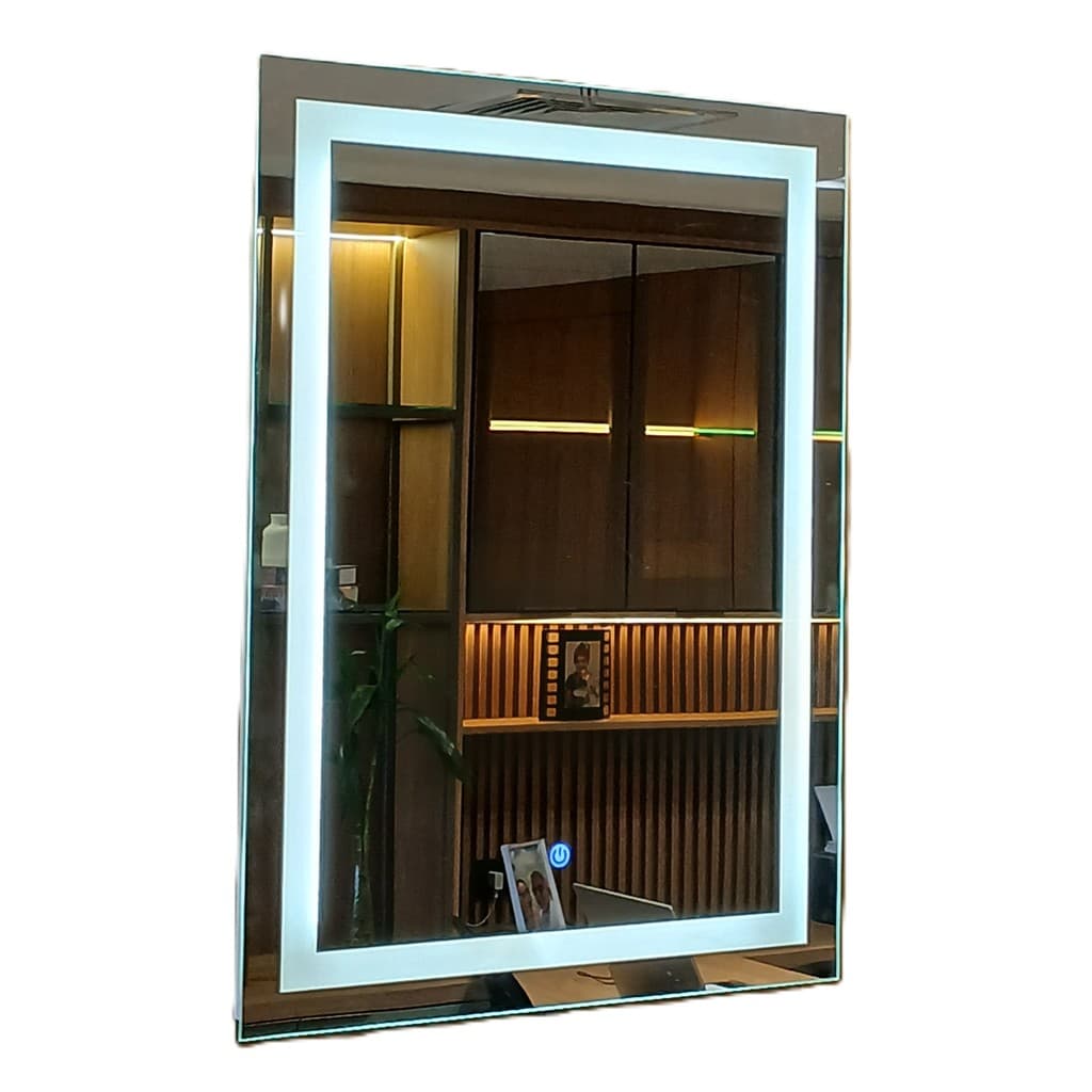 Espelho Decorativo de 80x100cm | Iluminado LED Frio 6000K | Touch Screen | Jateado | Banheiro, Sala, Quarto, Penteadeira