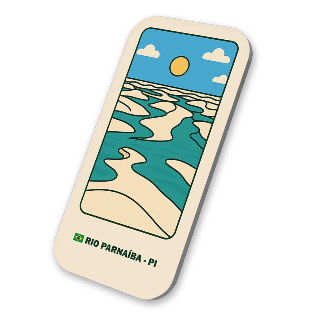 Imã Geladeira Souvenir Rio Parnaíba  Piauí Brasil Coleção Pontos Turísticos do Brasil em Metal 3x6cm