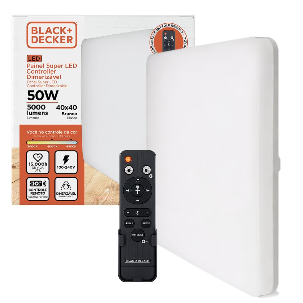 Painel Sobrepor 50w 40x40 3000K 4000K 6500K Controle Remoto