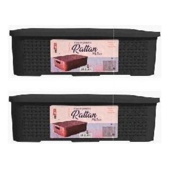 2 Caixas 13 L Rattan Cesto Organizador Com Tampa